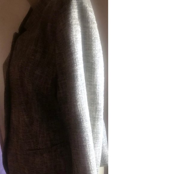 LOFT Ann Taylor Black White Textured Blazer 14 - Picture 5 of 6